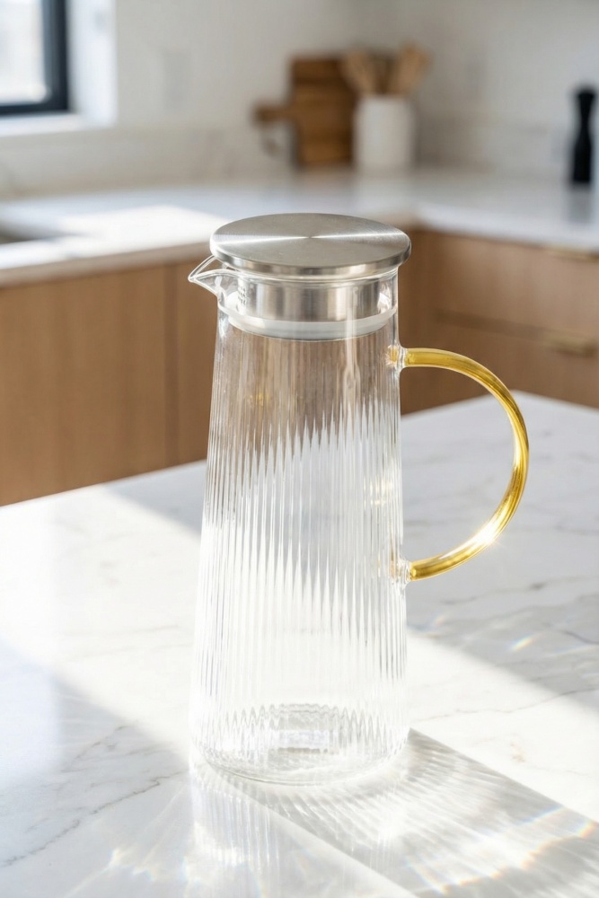 PureGlass Metal Kapaklı Cam Sürahi - 1650 ml - 2
