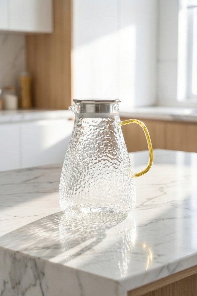 PureGlass Metal Kapaklı Cam Sürahi - 2050 ml - 1