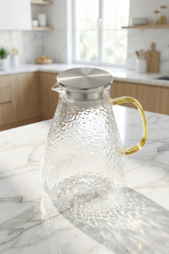 PureGlass Metal Kapaklı Cam Sürahi - 2050 ml - 2
