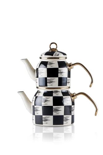 Qualita King Mini White Enamel Teapot Set - 4