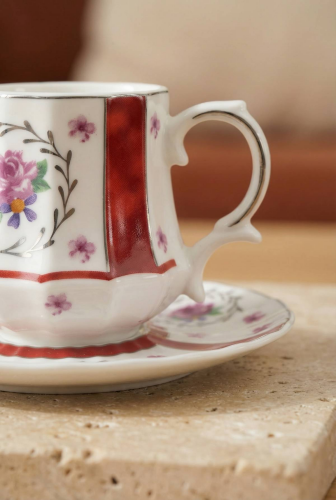 Rafeala 6 Kişilik Porselen Kahve Fincan Takımı - 90 ml - 3