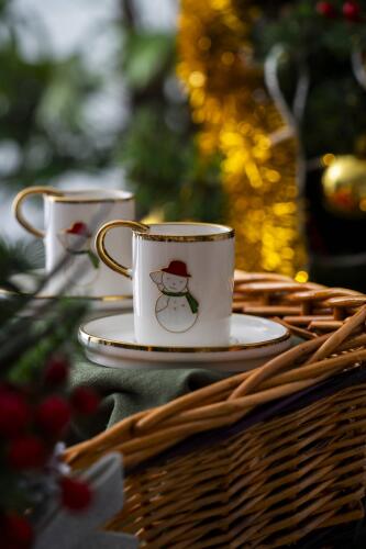 Rennes 2 Kişilik Kardan Adam Kahve Fincanı Takımı - 90 ml - Acar