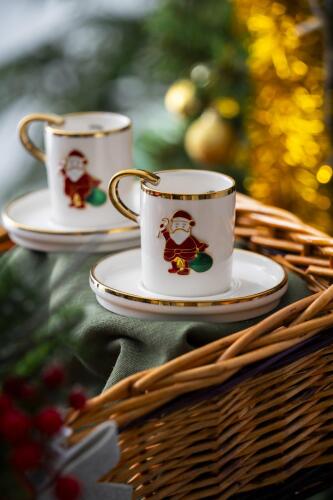 Rennes 2 Kişilik Noel Baba Kahve Fincanı Takımı - 90 ml - Acar
