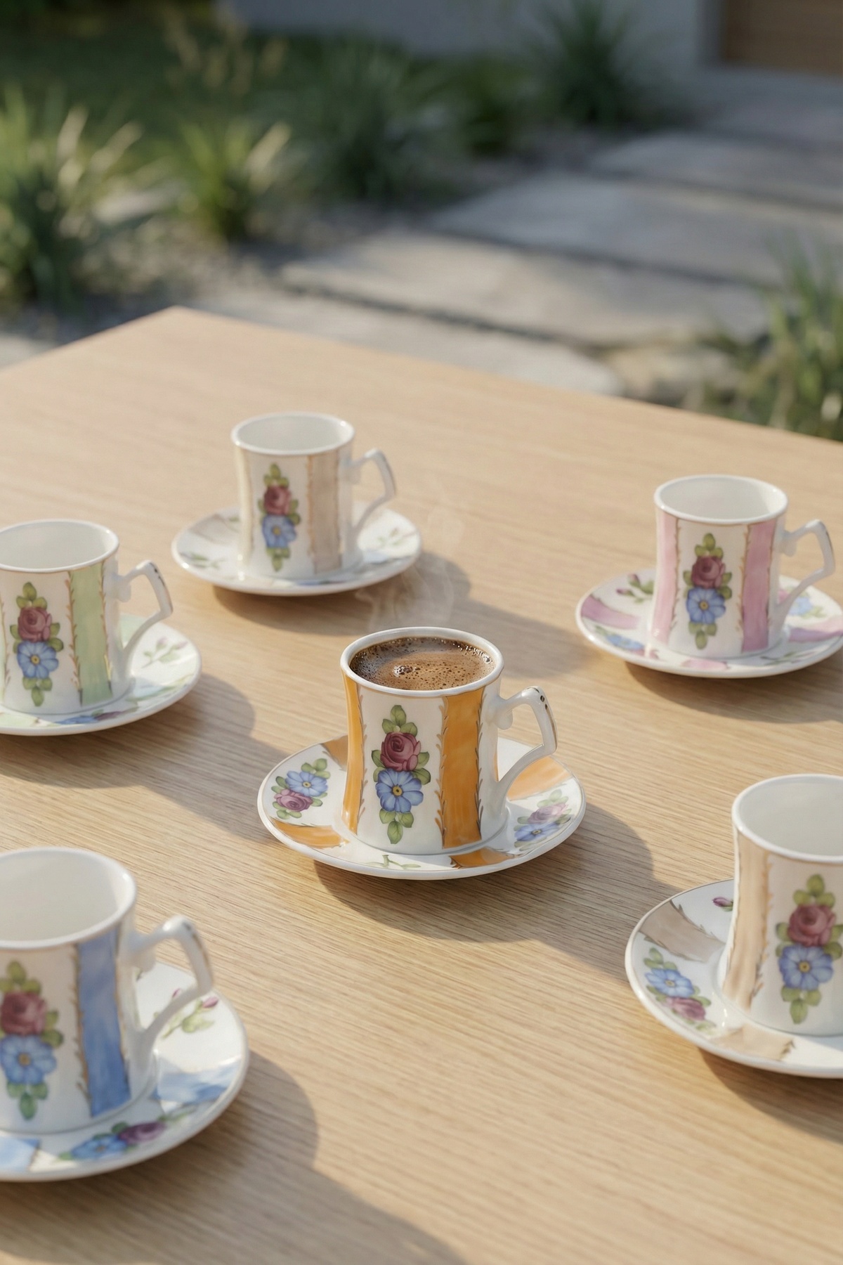 Ronnie 6 Kişilik Porselen Kahve Fincan Takımı - 100 ml