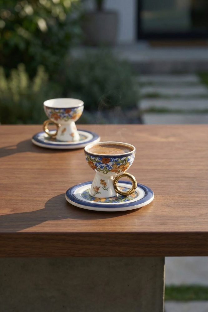 Rory 6 Kişilik Porselen Kahve Fincanı Takımı - 90 ml - 2