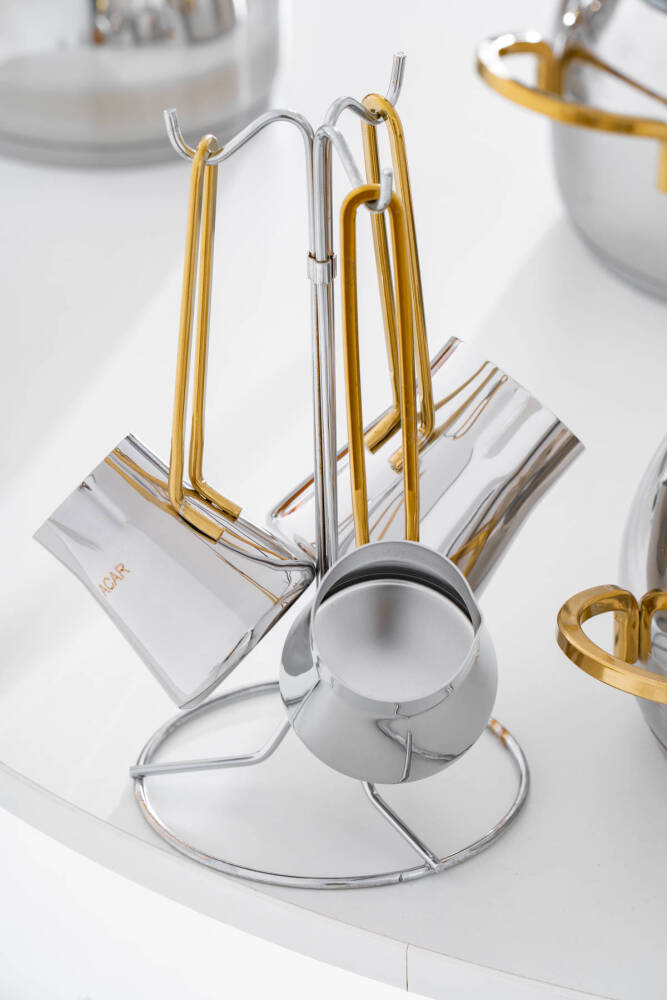 Rosa 16 Parça Paslanmaz Çelik Tencere Seti - Gold - 4