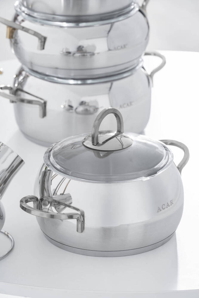 Rosa 16 Parça Paslanmaz Çelik Tencere Seti - Platin - 4