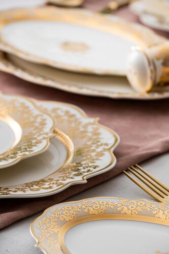 Rosalind 60 Piece Gold Porcelain Dinner Set For 12 People - 8