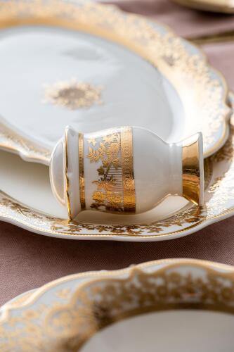 Rosalind 60 Piece Gold Porcelain Dinner Set For 12 People - 10
