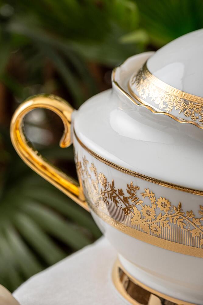 Rosalind 60 Piece Gold Porcelain Dinner Set For 12 People - 11