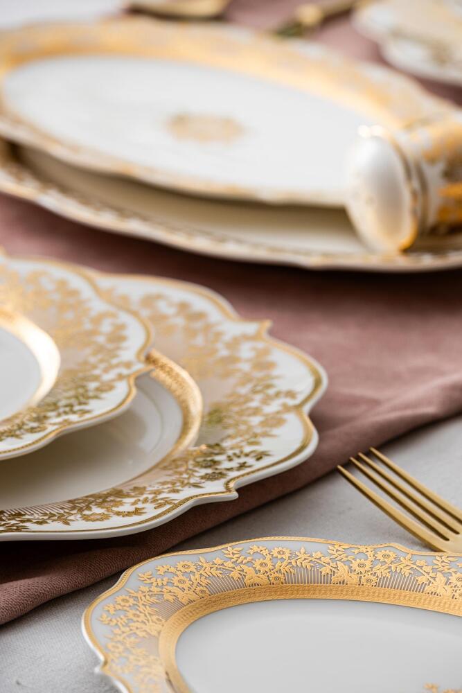 Rosalind 60 Parça 12 Kişilik Gold Porselen Yemek Takımı - 8