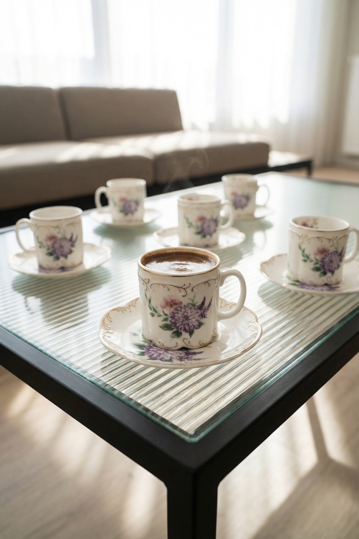 Rosella 6 Kişilik Porselen Kahve Fincan Takımı - 100 ml
