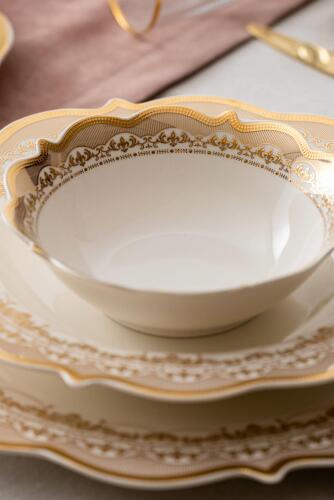 Rosella 60 Piece Gold Porcelain Dinner Set For 12 People - 8