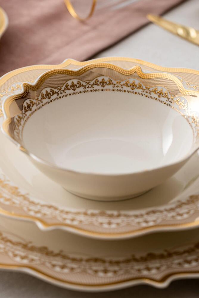 Rosella 60 Piece Gold Porcelain Dinner Set For 12 People - 8