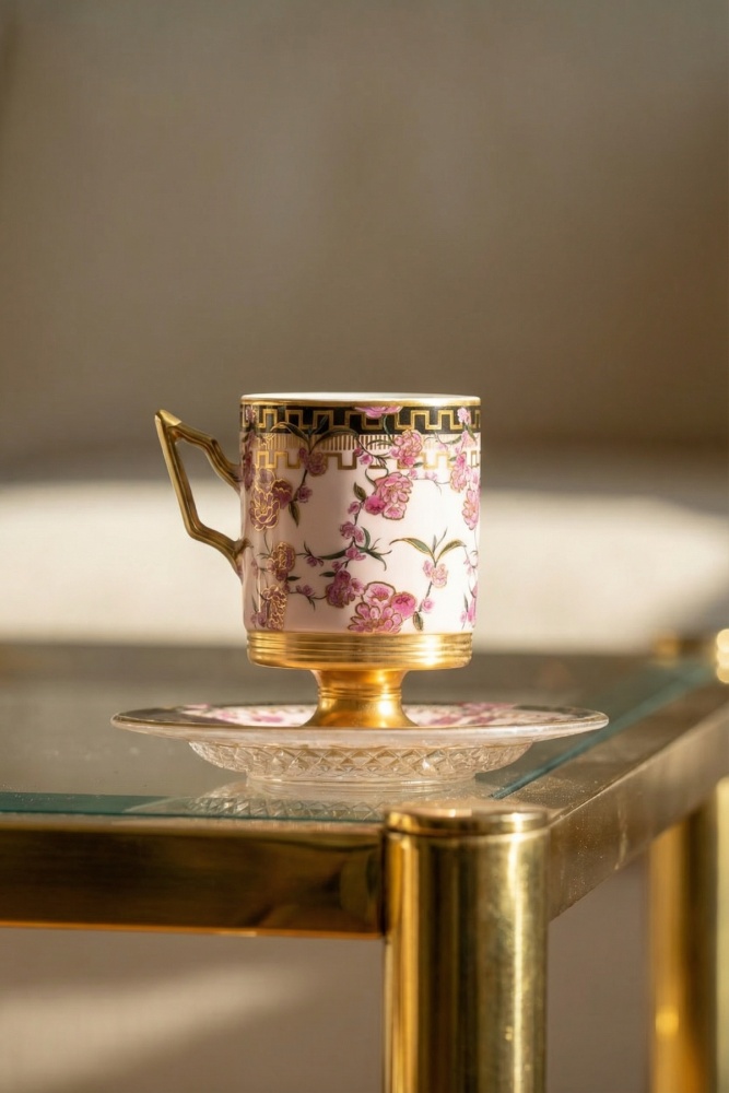 Rosie 6 Kişilik Porselen Kahve Fincanı Takımı - 90 ml - 2