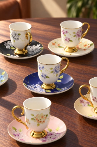 Rowena 6 Kişilik Porselen Kahve Fincan Takımı - 90 ml