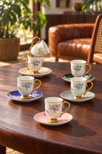 Rowena 6 Kişilik Porselen Kahve Fincan Takımı - 90 ml (1)