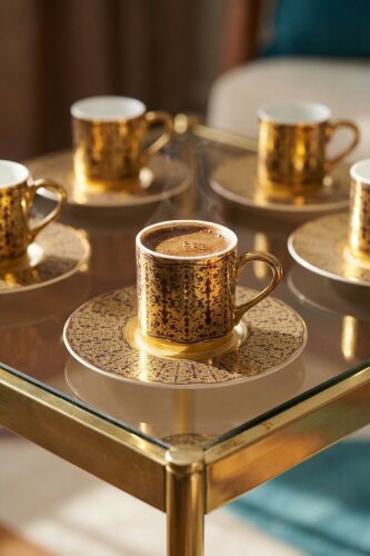 Royal Winton 24K Altın Detaylı 6 Kişilik Porselen Kahve Fincanı Takımı - 100 ml - 1