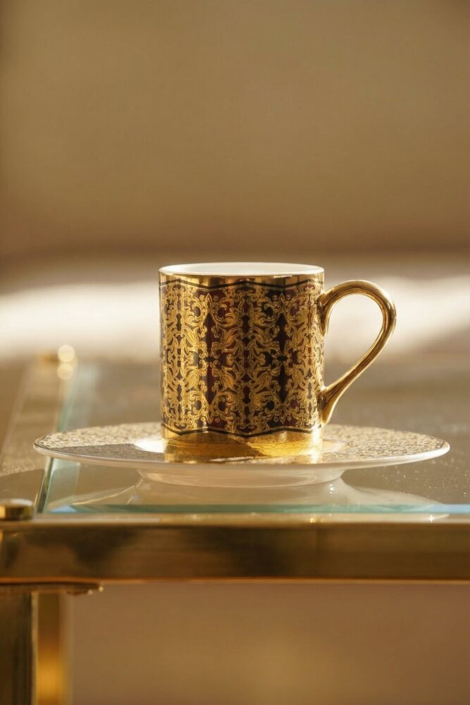 Royal Winton 24K Altın Detaylı 6 Kişilik Porselen Kahve Fincanı Takımı - 100 ml - 2