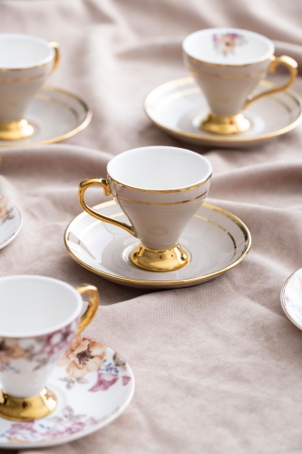 Royalty 6 Kişilik Porselen Kahve Fincanı Takımı - 90 ml - Acar