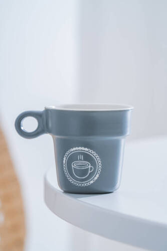 Ruby Porselen Espresso Bardağı Gri - 90 ml - Acar