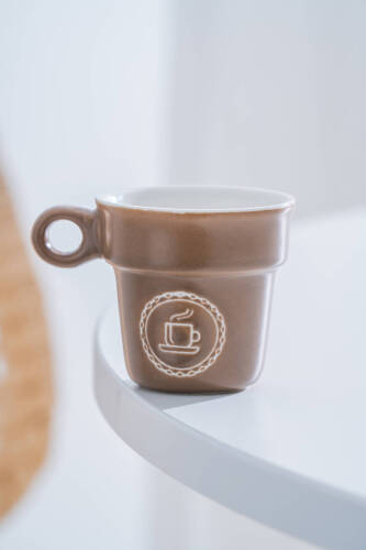Ruby Porselen Espresso Bardağı Kahverengi - 90 ml - Acar