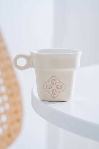 Ruby Porselen Espresso Bardağı Krem - 90 ml - Acar