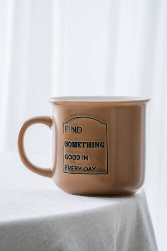 Ruby Porselen Kupa Kahverengi - 410 ml - 2