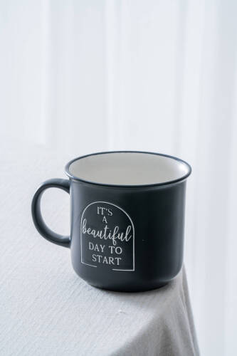 Ruby Porselen Kupa Siyah - 410 ml - Acar