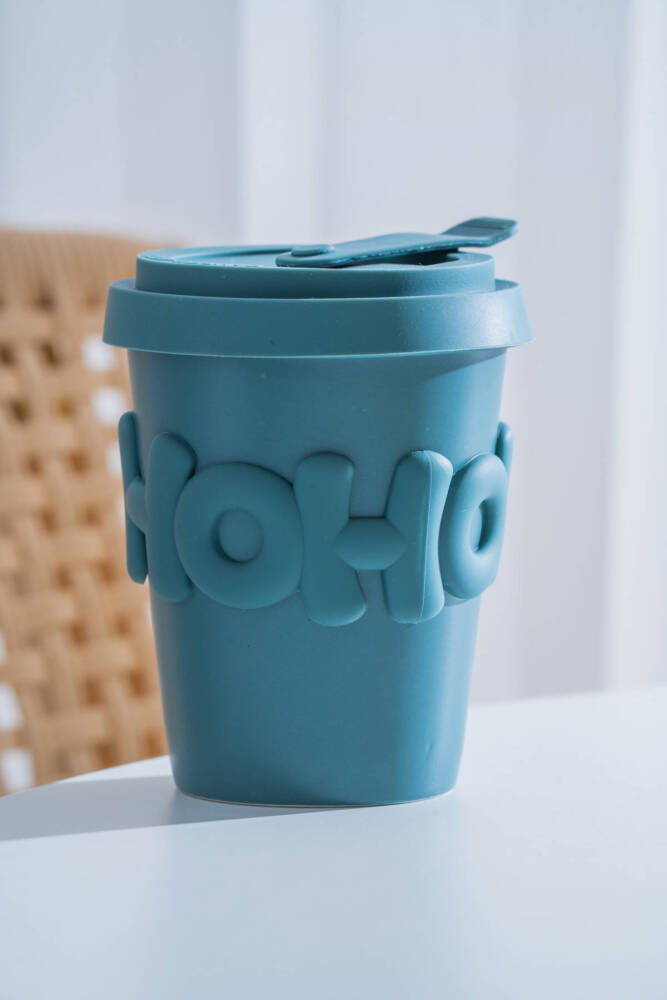 Ruby Silikon Kapaklı Porselen Kupa Turkuaz - 380 ml - 2