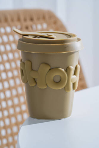 Ruby Silikon Kapaklı Porselen Kupa Yeşil - 380 ml - 2