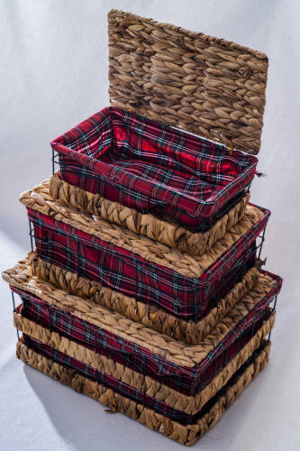 Rustika Nomia Hasır 3 lü Kapaklı Organizer Seti - Acar