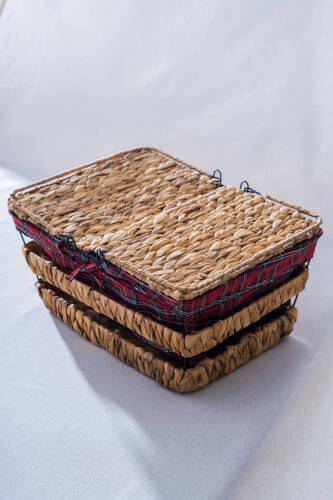 Rustika Nomia Hasır Kapaklı Piknik Sepeti - 39 cm - Acar