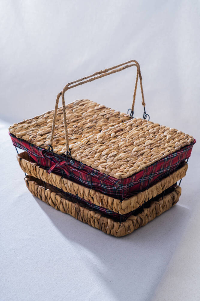 Rustika Nomia Hasır Kapaklı Piknik Sepeti - 39 cm - 2