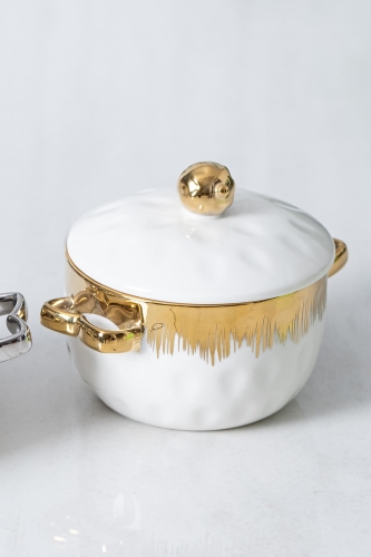Safira Gold Kapaklı Kase - 12 cm 