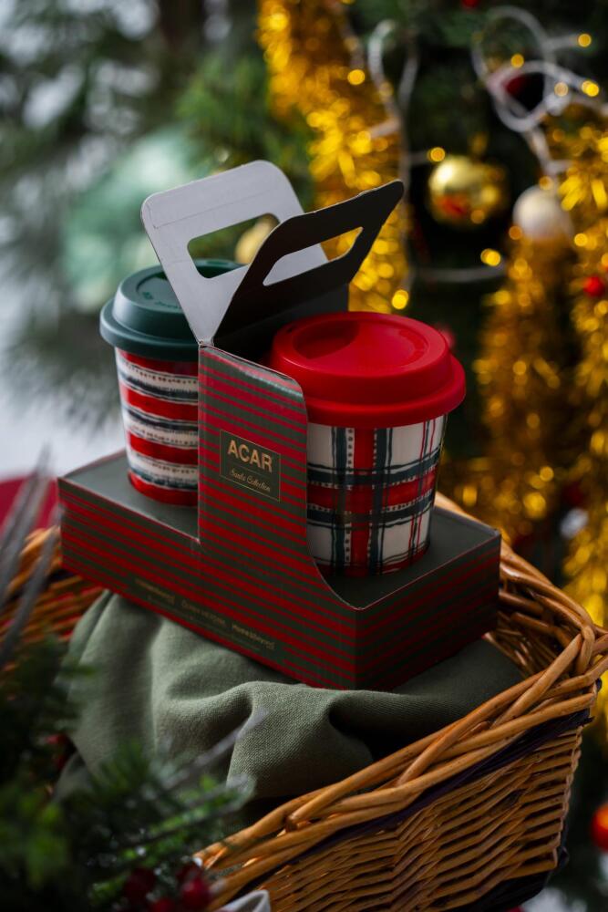 Santa 2 Kişilik Kapaklı Kupa Seti - 385 ml - 1