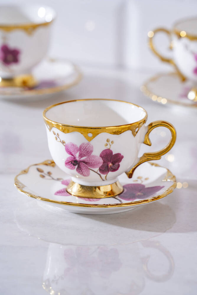 Saura 6 Kişilik Porselen Kahve Fincan Takımı - 90 ml - 1