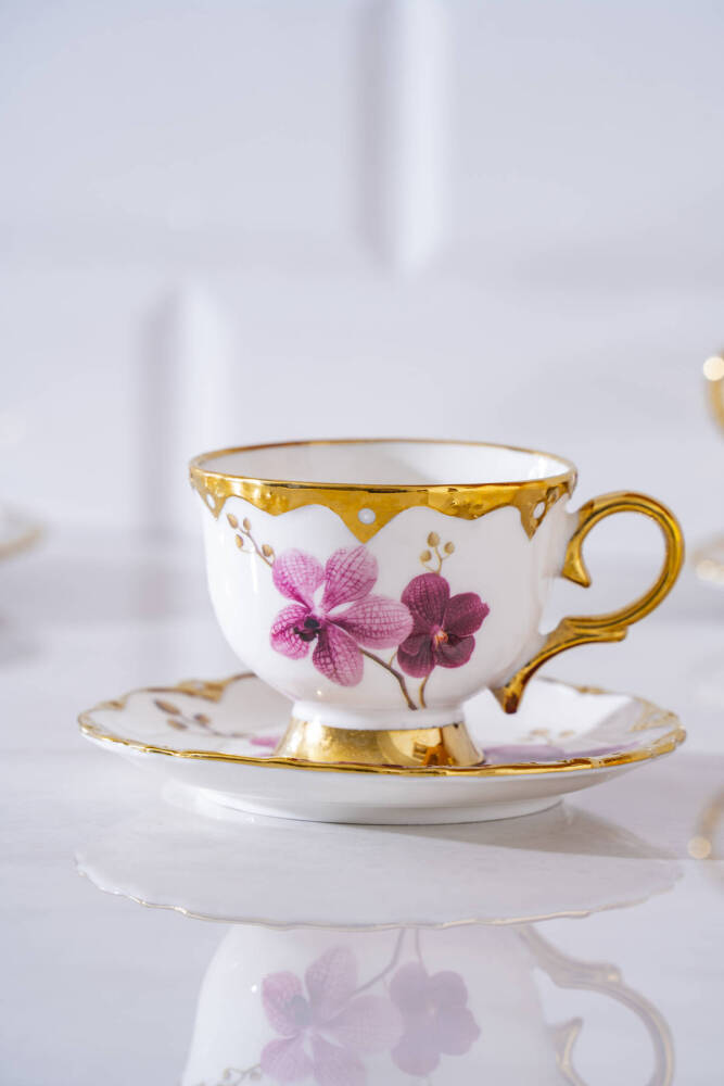 Saura 6 Kişilik Porselen Kahve Fincan Takımı - 90 ml - 2