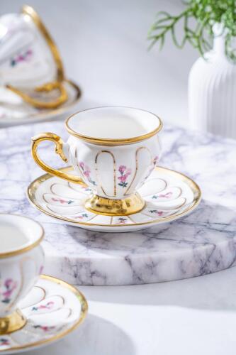 Scarlet 6 Kişilik Beyaz Kahve Fincanı Takımı - 90 ml - Acar