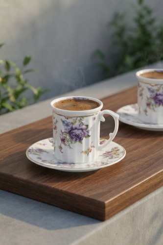 Scarlett 6 Kişilik Porselen Kahve Fincan Takımı - 100 ml - 2