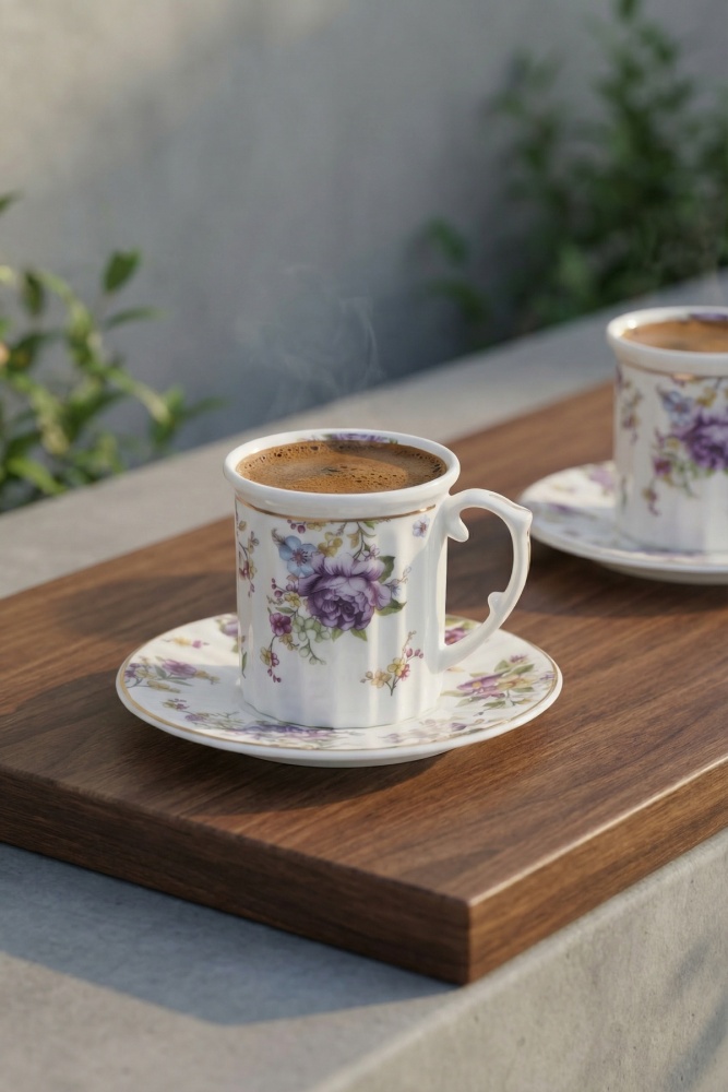 Scarlett 6 Kişilik Porselen Kahve Fincan Takımı - 100 ml - 2