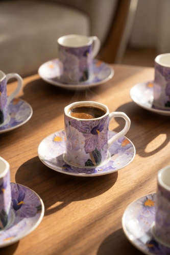 Serenade 6 Kişilik Porselen Kahve Fincan Takımı Mor - 100 ml - Acar