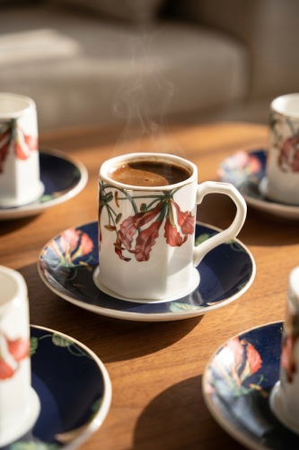Serenade 6 Kişilik Porselen Kahve Fincan Takımı Siyah - 100 ml - Acar