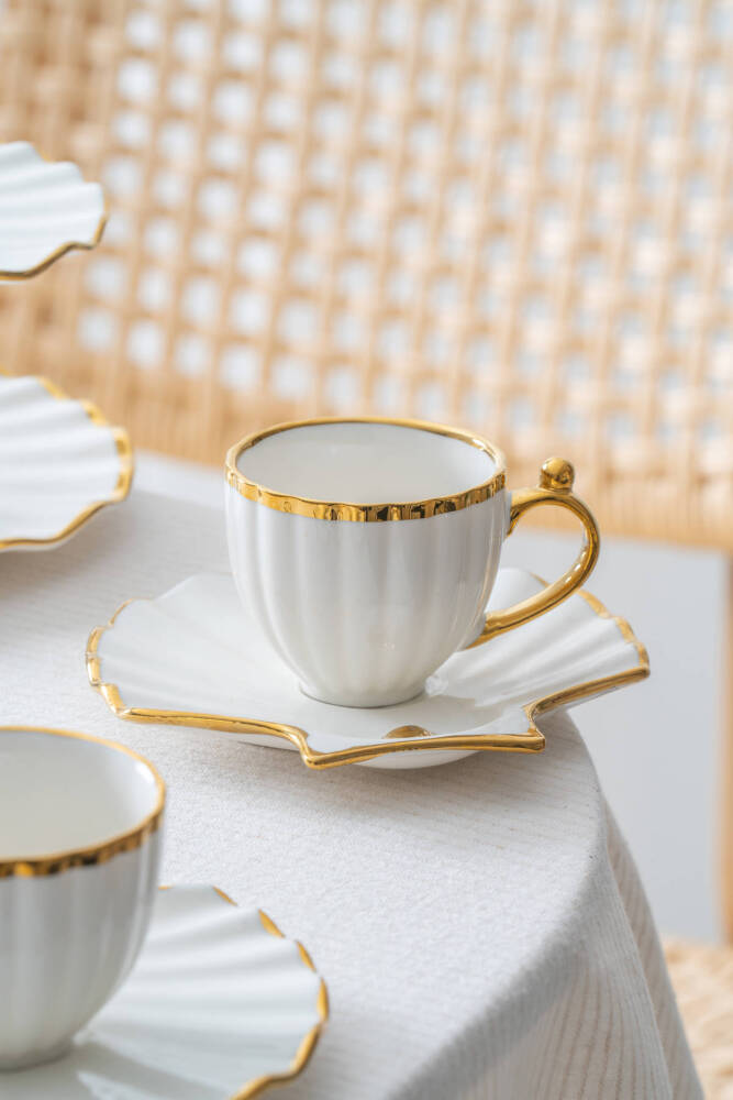 Shelly 2 Kişilik Standlı Kahve Fincan Takımı Gold - 130 ml - 2