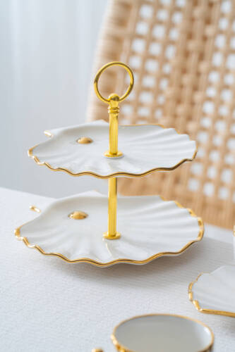 Shelly 2 Kişilik Standlı Kahve Fincan Takımı Gold - 130 ml - 3