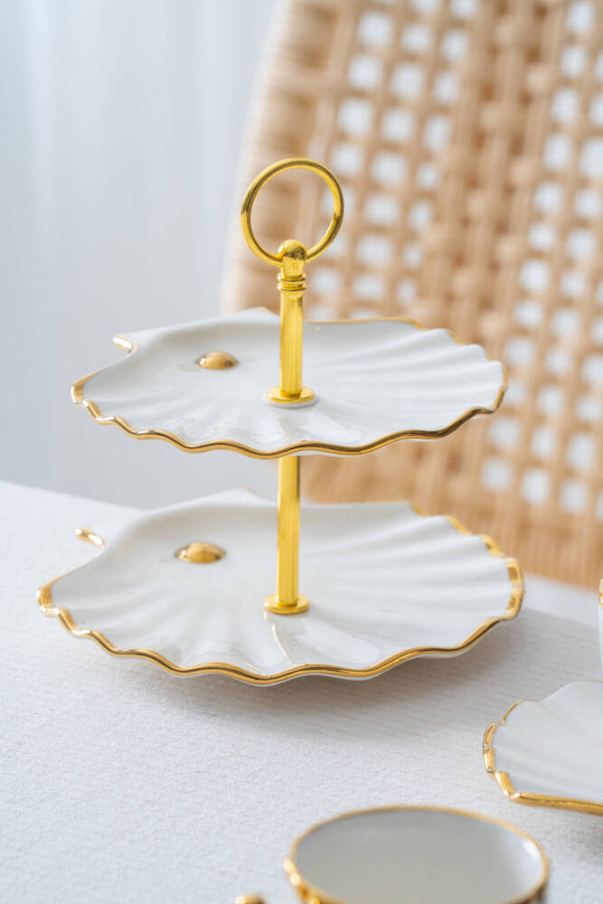 Shelly 2 Kişilik Standlı Kahve Fincan Takımı Gold - 130 ml - 3