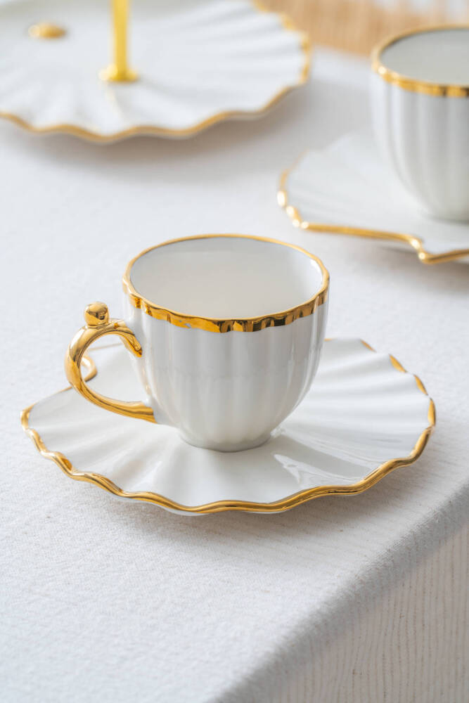 Shelly 2 Kişilik Standlı Kahve Fincan Takımı Gold - 130 ml - 4