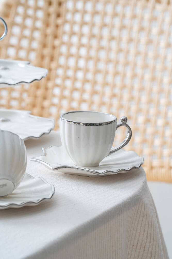 Shelly 2 Kişilik Standlı Kahve Fincan Takımı Silver - 130 ml - 2