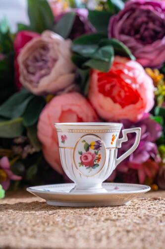 Shirley 6 Kişilik Porselen Kahve Fincanı Takımı - 90 ml - Acar