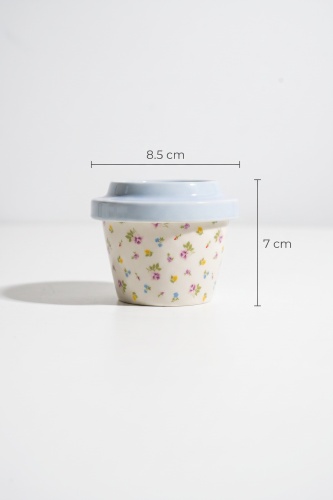 Silk Petal Porselen Kapaklı Kavanoz Açık Mavi - 160 ml - 3